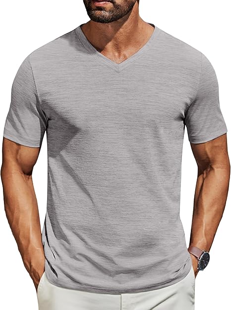 COOFANDY Men's Classic V-Neck T-Shirt — Short Sleeve, Multi-Color
